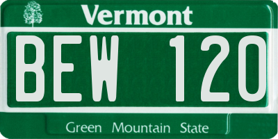 VT license plate BEW120