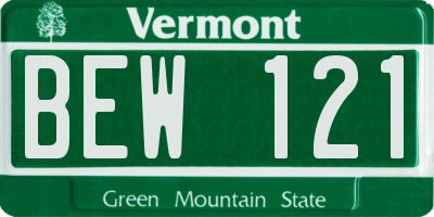 VT license plate BEW121