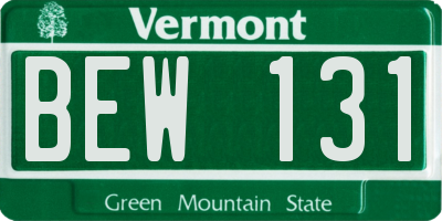 VT license plate BEW131