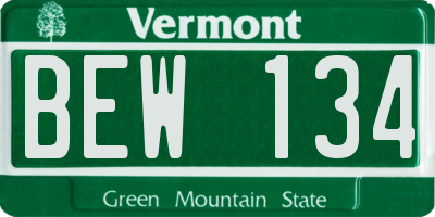 VT license plate BEW134