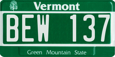 VT license plate BEW137