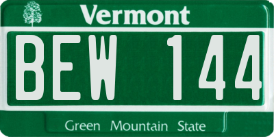 VT license plate BEW144
