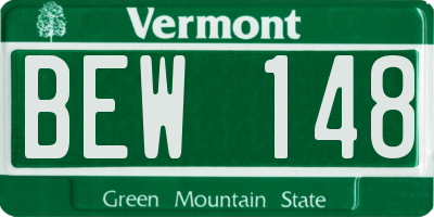 VT license plate BEW148