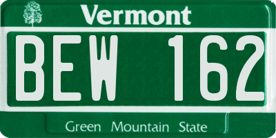 VT license plate BEW162