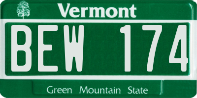 VT license plate BEW174