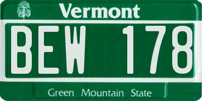 VT license plate BEW178