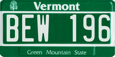 VT license plate BEW196