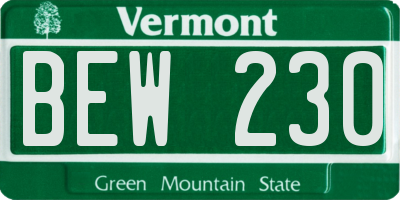 VT license plate BEW230