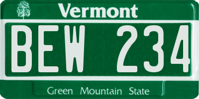 VT license plate BEW234