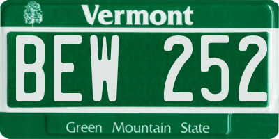 VT license plate BEW252
