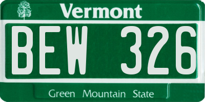 VT license plate BEW326