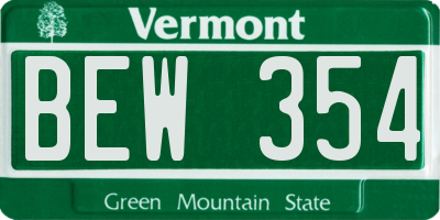 VT license plate BEW354