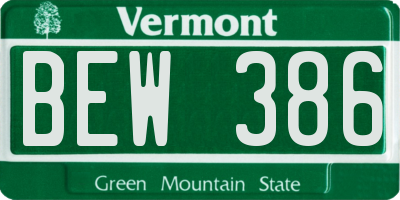 VT license plate BEW386