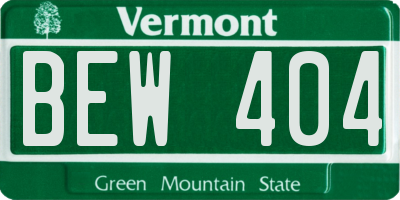 VT license plate BEW404