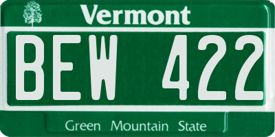 VT license plate BEW422