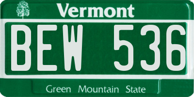 VT license plate BEW536