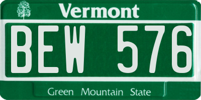 VT license plate BEW576