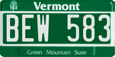 VT license plate BEW583