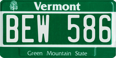 VT license plate BEW586