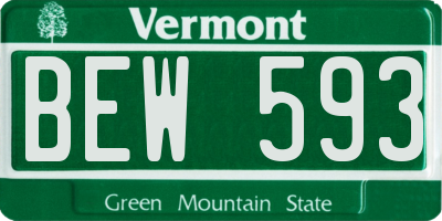 VT license plate BEW593