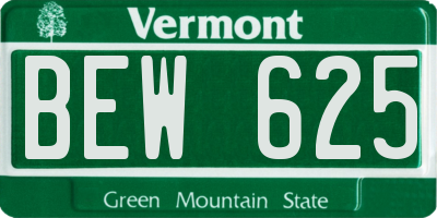 VT license plate BEW625