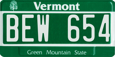 VT license plate BEW654
