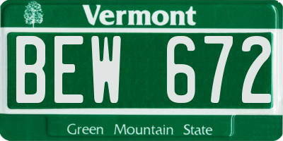 VT license plate BEW672