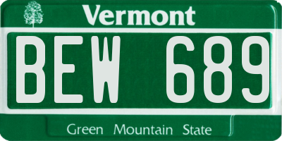 VT license plate BEW689