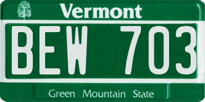 VT license plate BEW703