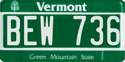 VT license plate BEW736