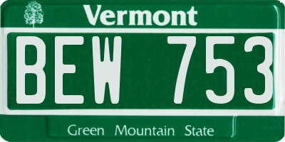 VT license plate BEW753
