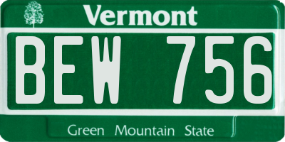 VT license plate BEW756