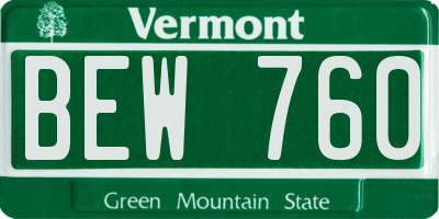 VT license plate BEW760