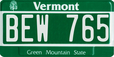 VT license plate BEW765