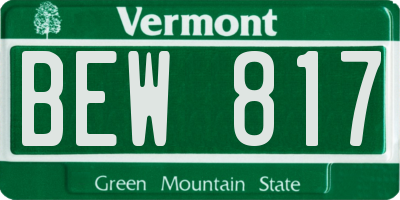 VT license plate BEW817