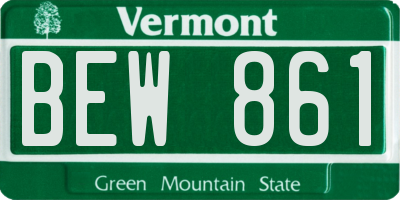 VT license plate BEW861