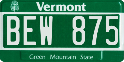 VT license plate BEW875