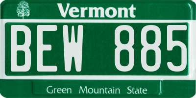 VT license plate BEW885