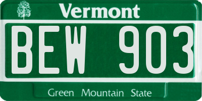 VT license plate BEW903