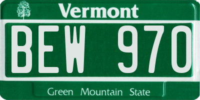 VT license plate BEW970