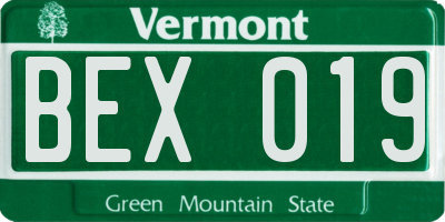 VT license plate BEX019