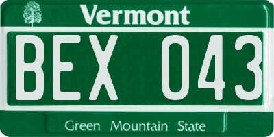 VT license plate BEX043
