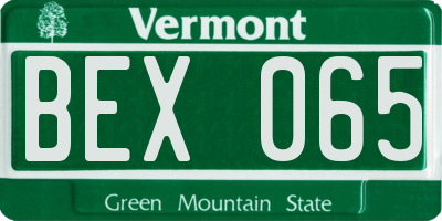 VT license plate BEX065