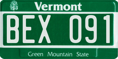 VT license plate BEX091