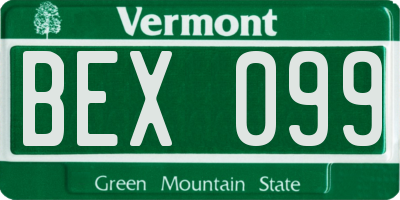 VT license plate BEX099