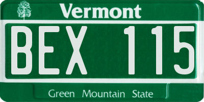 VT license plate BEX115