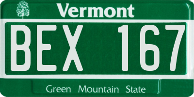 VT license plate BEX167