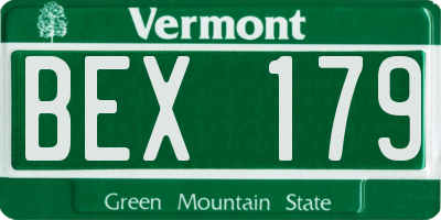 VT license plate BEX179