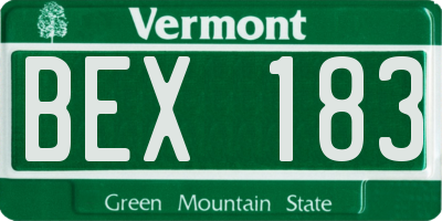VT license plate BEX183