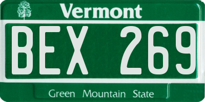 VT license plate BEX269